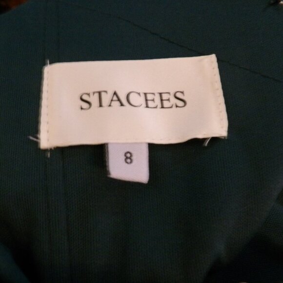 Staycees Emerald Green Beaded Neckline Formal Dress Sz 8 - Picture 9 of 9